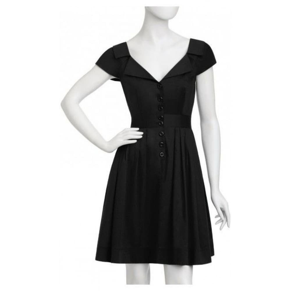 Nanette Lepore San Fernando Black Midi Dress Size 8 Made in USA